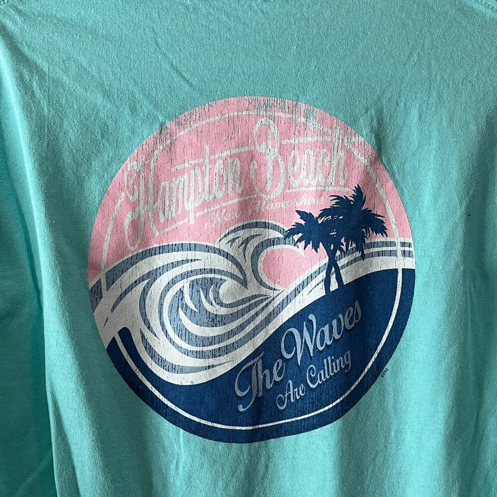 Blue Hampton Beach New Hampshire Waves Are Calling Long Sleeve T-Shirt (Size L)
